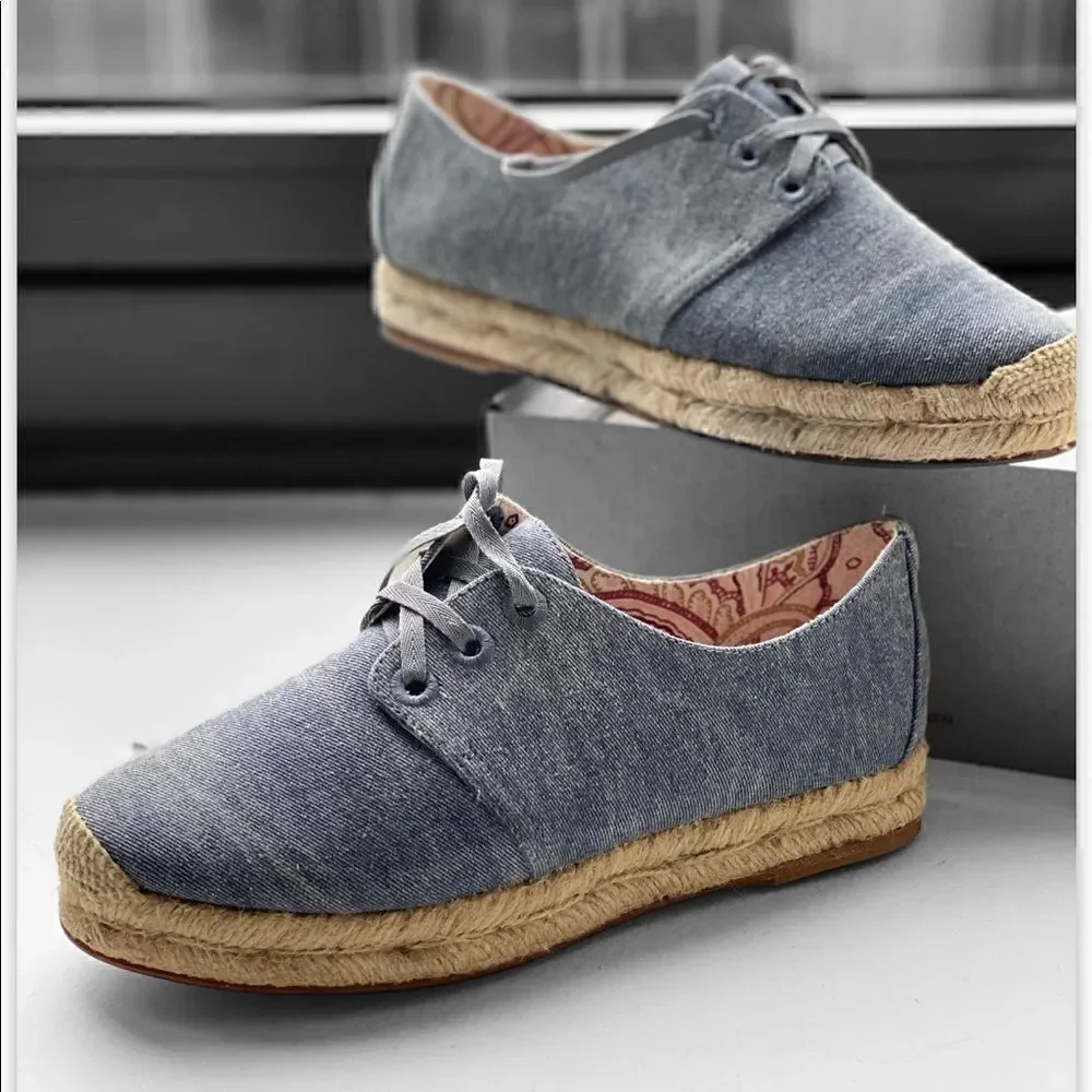 New Joie Denim Lace Up Espadrilles Sneaker…